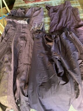 Purple Three-Piece Ethnic Set with Embroidered Detail
